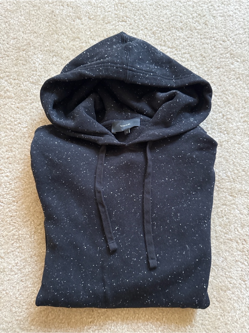 Vince Men's Black Speckled Hoodie Sweater
